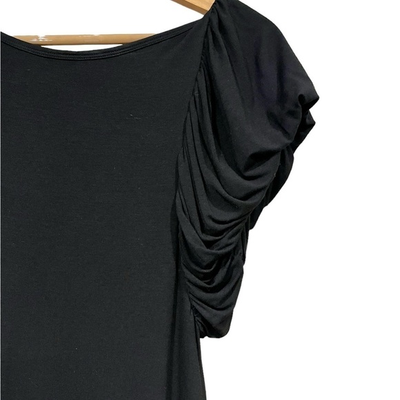 Bailey 44 Black Rouched Short Sleeve Knee Length Dress Spandex Rayon Blend Mediu - Picture 3 of 11